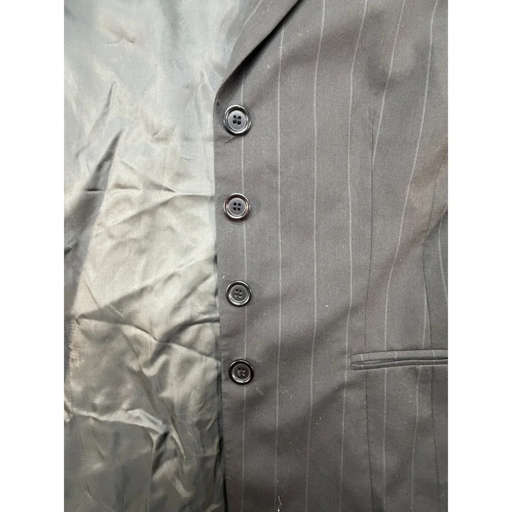 Studio Milano Men Blazer 100% Virgin Wool Size 46 Gray Pin Stripe 4‎ Button